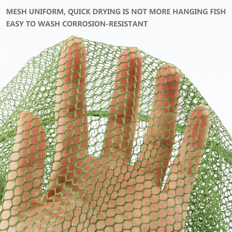 Mouhike Fishing Net Mesh Fish Trap Collapsible Fish Cage/Fishing Keep Net/Fishing Basket for Keeping Lures Crayfish Crab Fishes Smelt Minnows Shrimps Lobsters, Foldable Nylon Green Fishing Net - Image 4